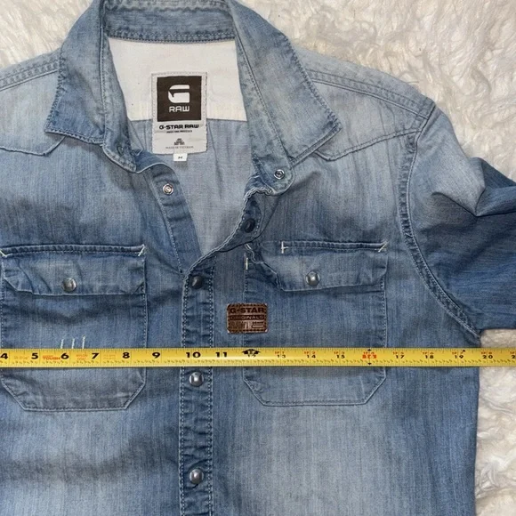 G-Star Raw Denim Long Sleeve Button Down Shirt, Size Medium - Picture 8 of 13